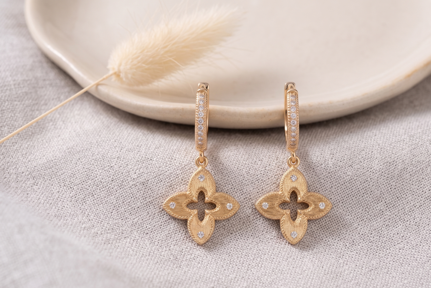 Golden Fleur Drop Earrings