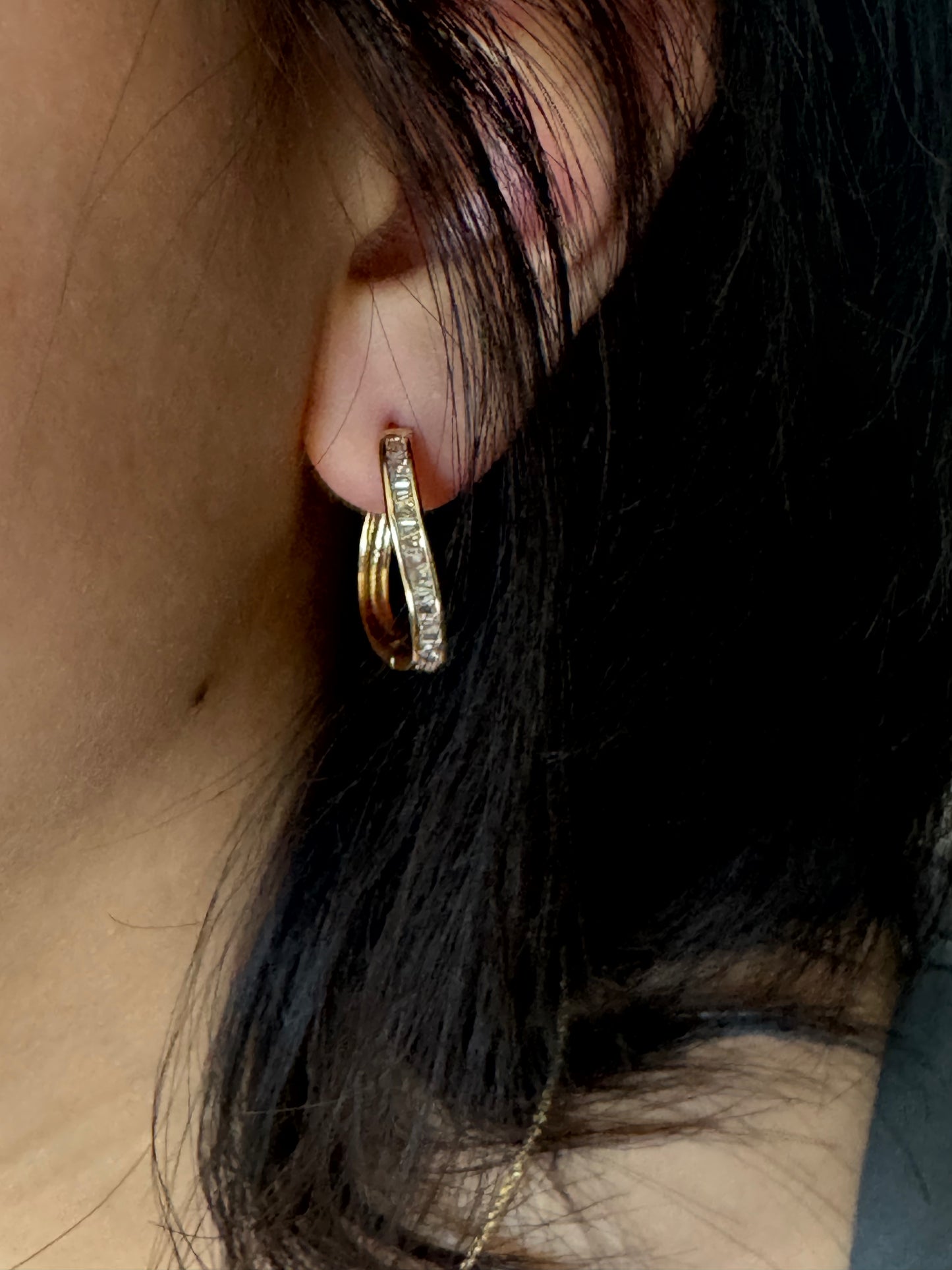 Cascade Baguette Hoop Earrings