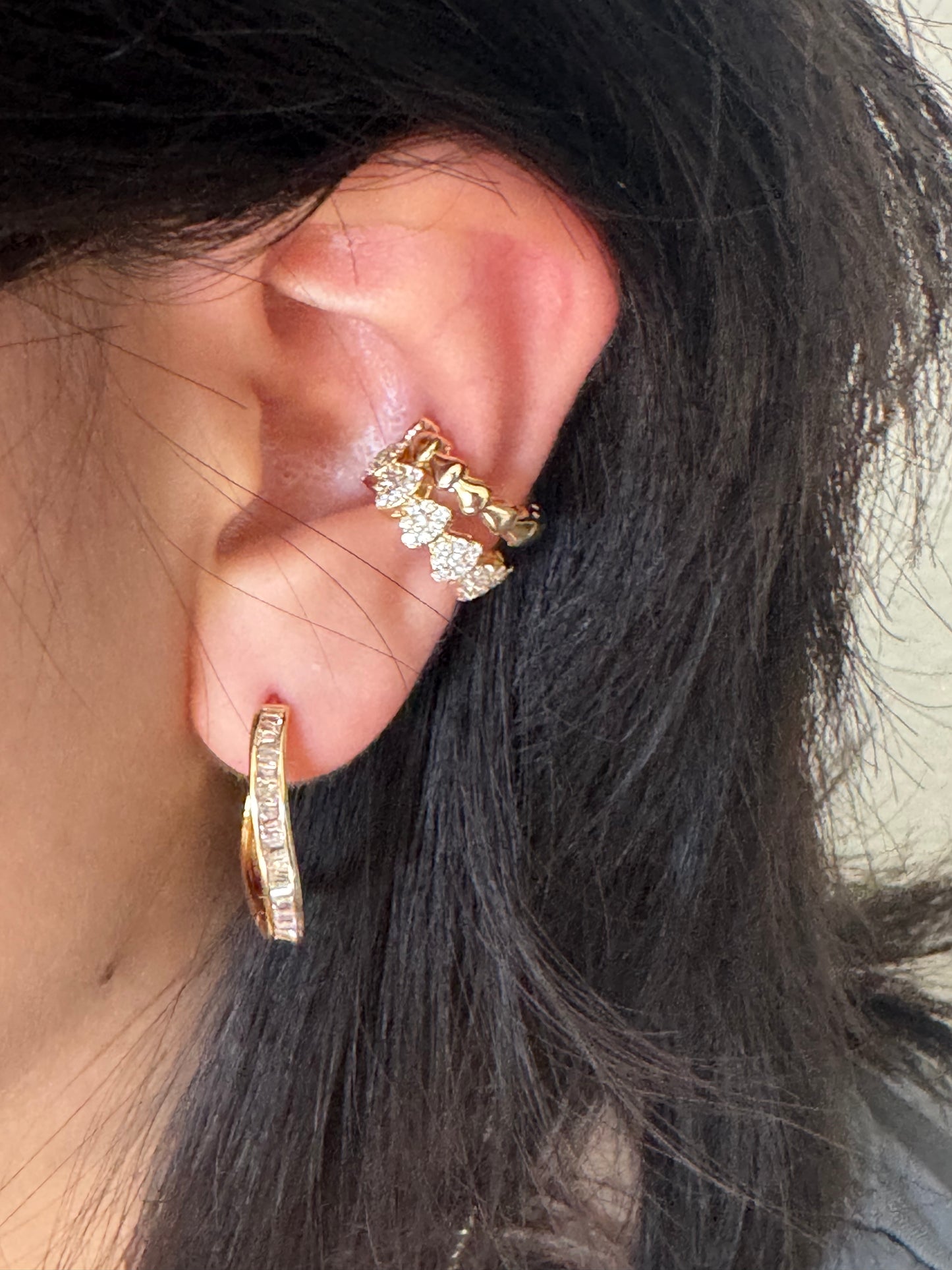Cascade Baguette Hoop Earrings