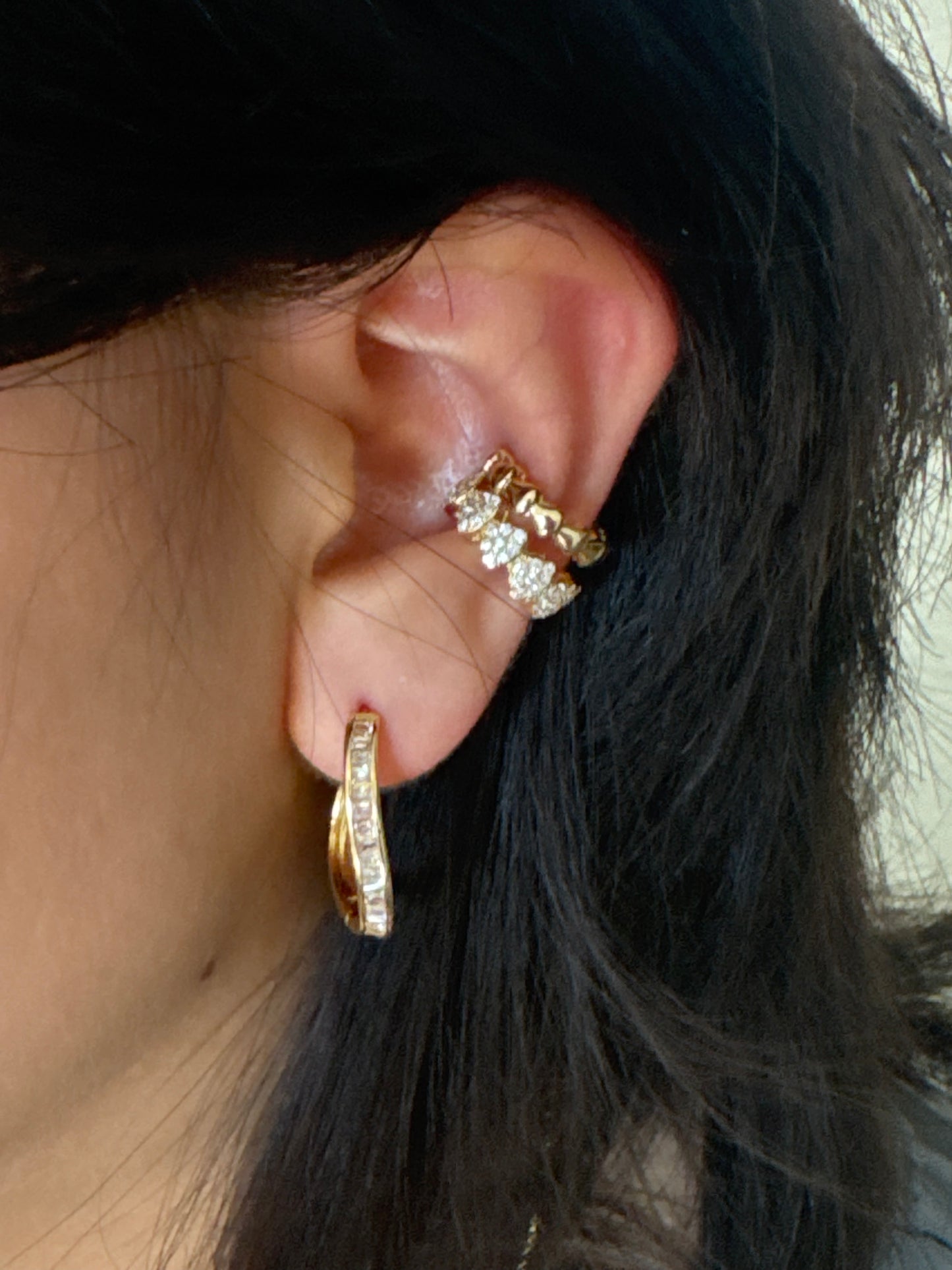 Cascade Baguette Hoop Earrings